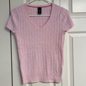GAP Light Pink Short Sleeve V-Neck Sweater